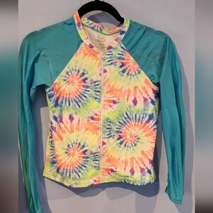 Wonder Nation Multicolor Tie-Dye Zip Front Longsleeve Rashguard
